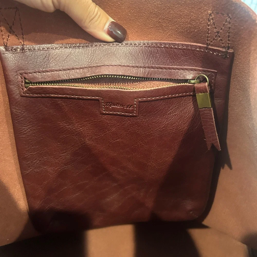 Madewell Burgundy Leather Tote Bag - Picture 3 of 11